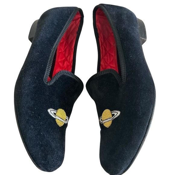 Shipton & Heneage Velvet Smoking Slippers Saturn Embroidered UK 6 main image 15